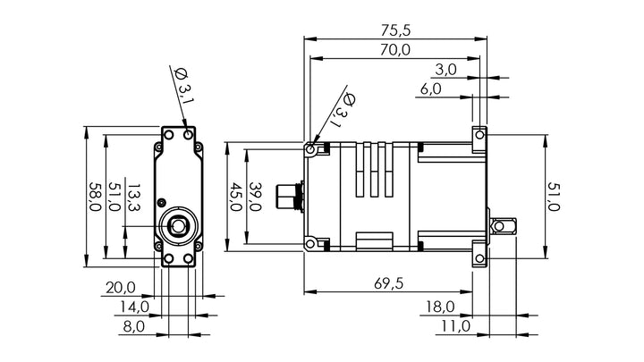 Servo SG20BL-CAN-12V (M8 Circular)